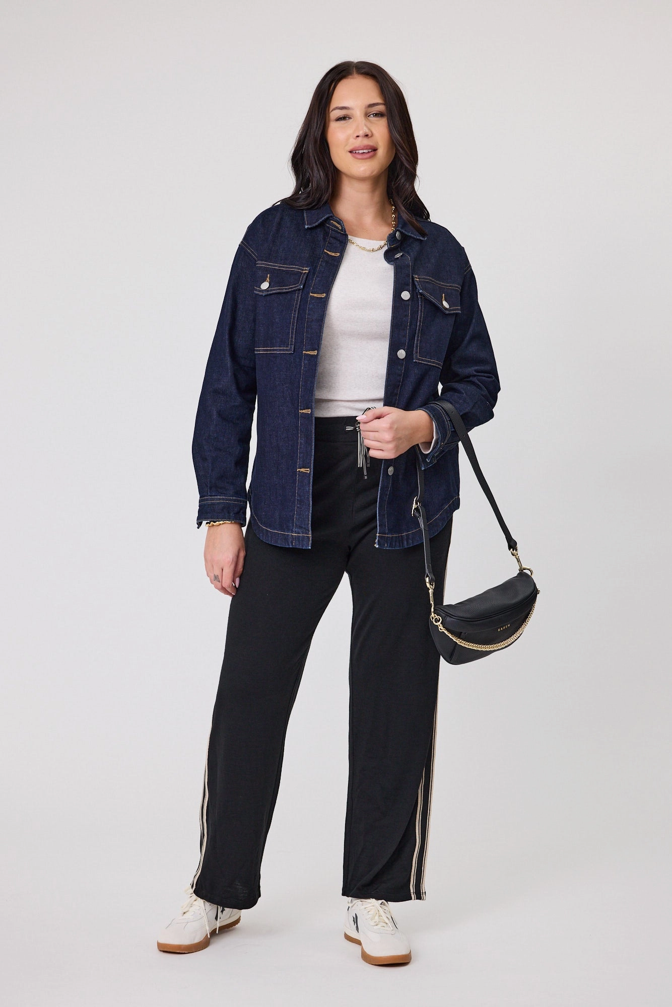 Alpine by Shine On Vancouver Stripe Detail Merino Wide Leg Pant Black