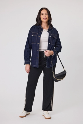 Alpine by Shine On Vancouver Stripe Detail Merino Wide Leg Pant Black