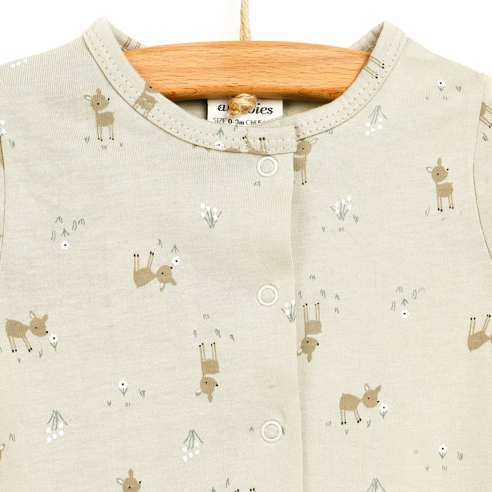 Antebies Newborn Deer Organic Footed Jumpsuit - Grey