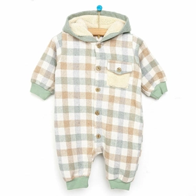 Bebbek Newborn Lumberjack Hooded Jumpsuit - Beige