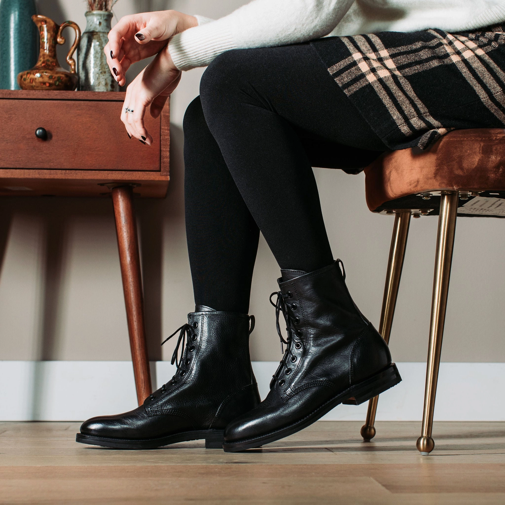 Combat Boot Nero Nappa