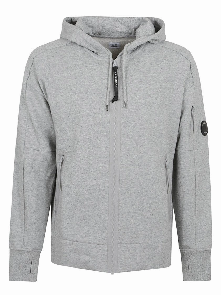 Diagonal Raised Fleece Full Zip Hooded Sweatshirt