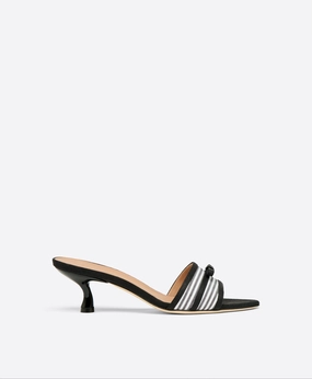 Eloise 45 Black Striped Kitten Heel Sandals