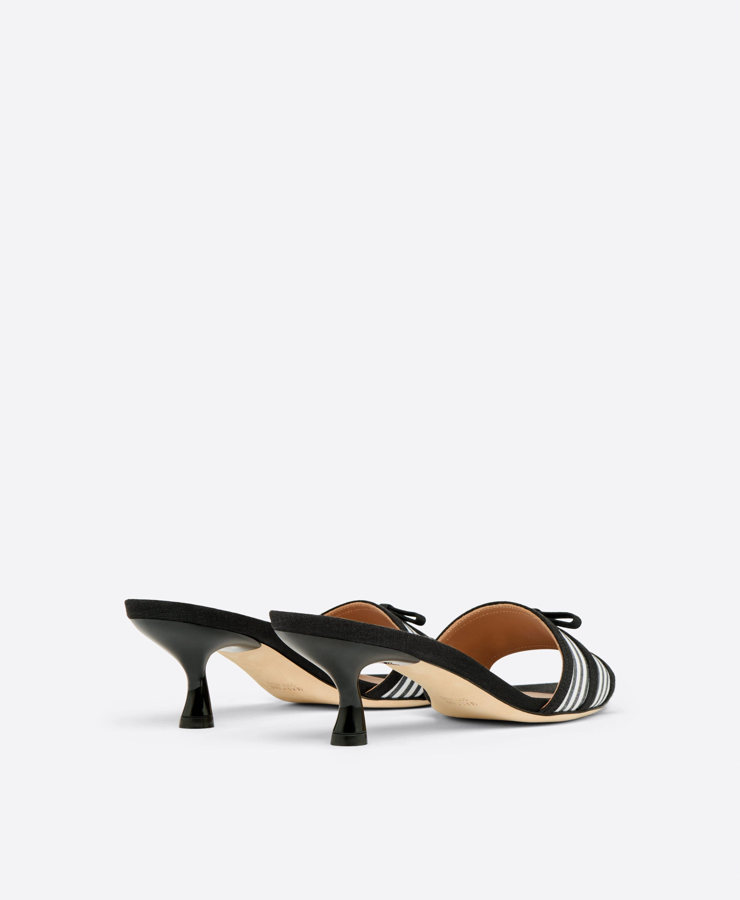 Eloise 45 Black Striped Kitten Heel Sandals