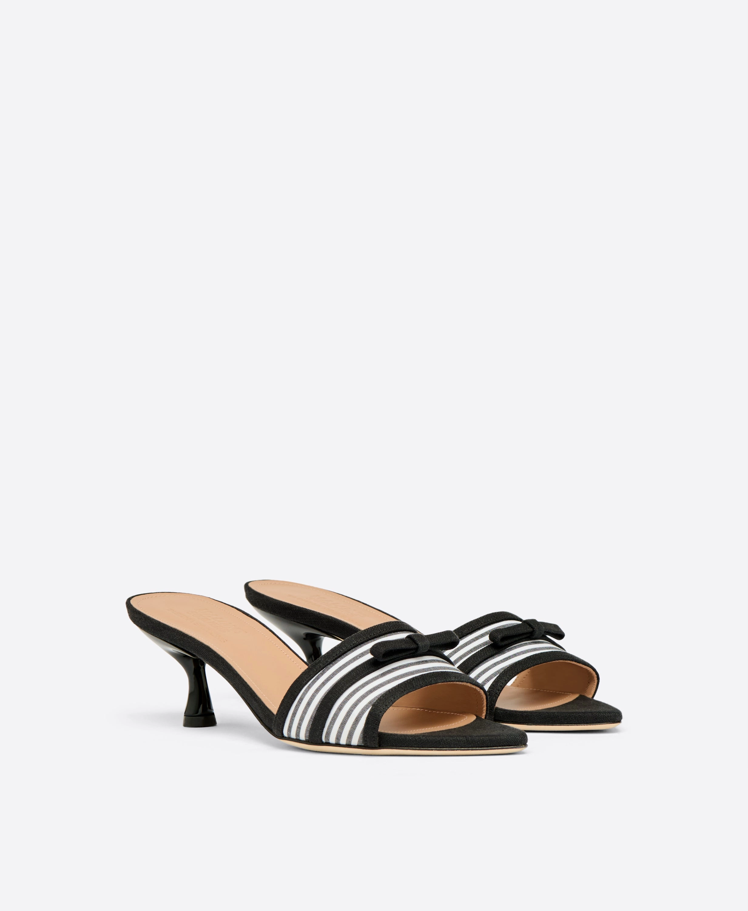 Eloise 45 Black Striped Kitten Heel Sandals
