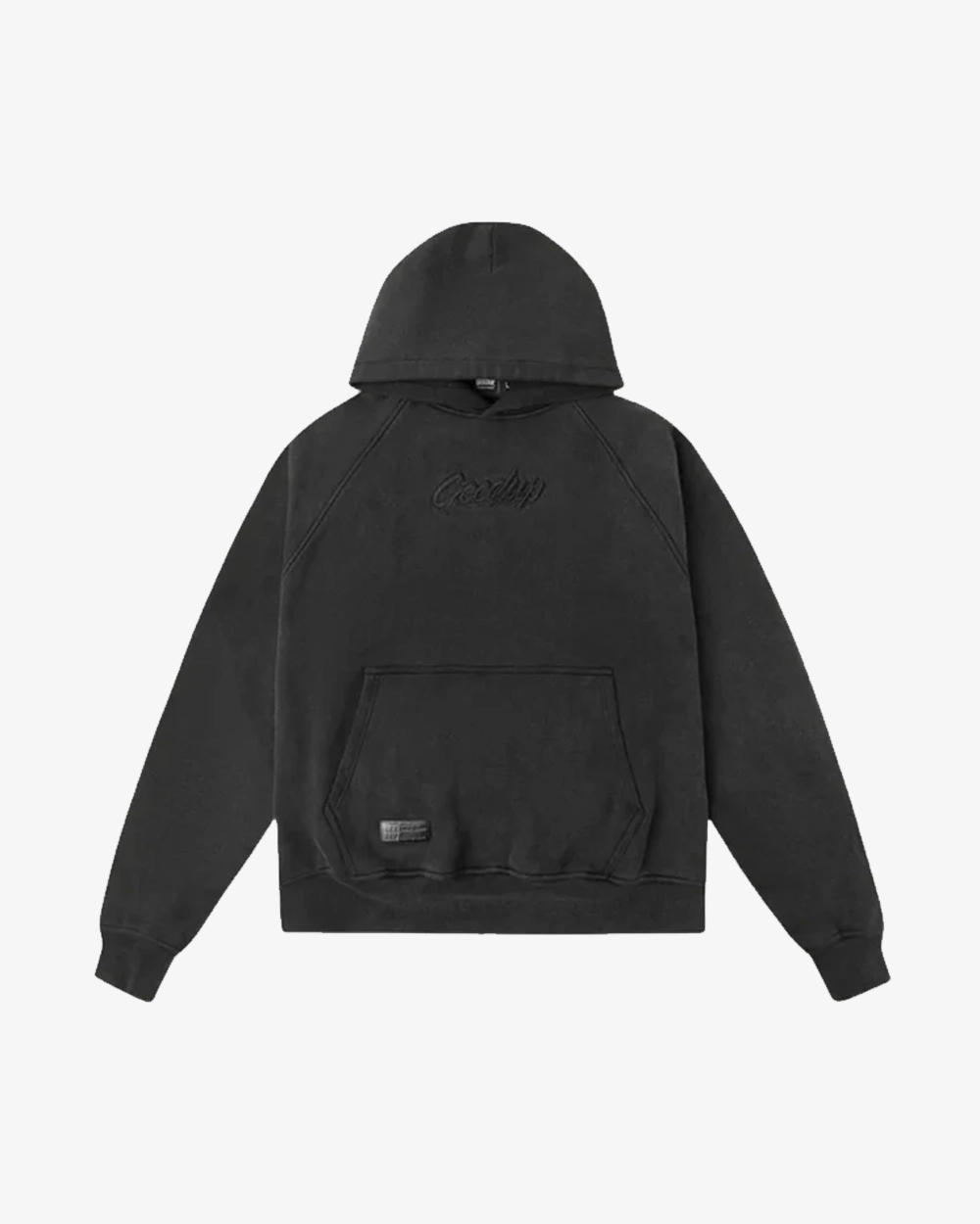 GEEDUP OS SCRIPT VINTAGE WASHED BLACK HOODIE