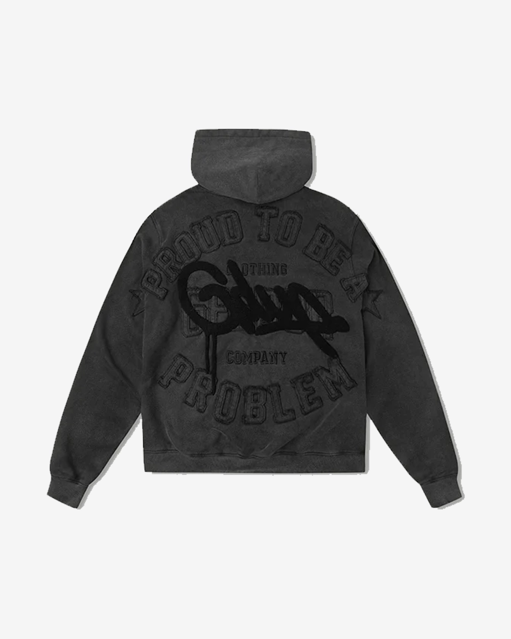 GEEDUP PROUD TO BE A PROBLEM VINTAGE WASHED BLACK HOODIE