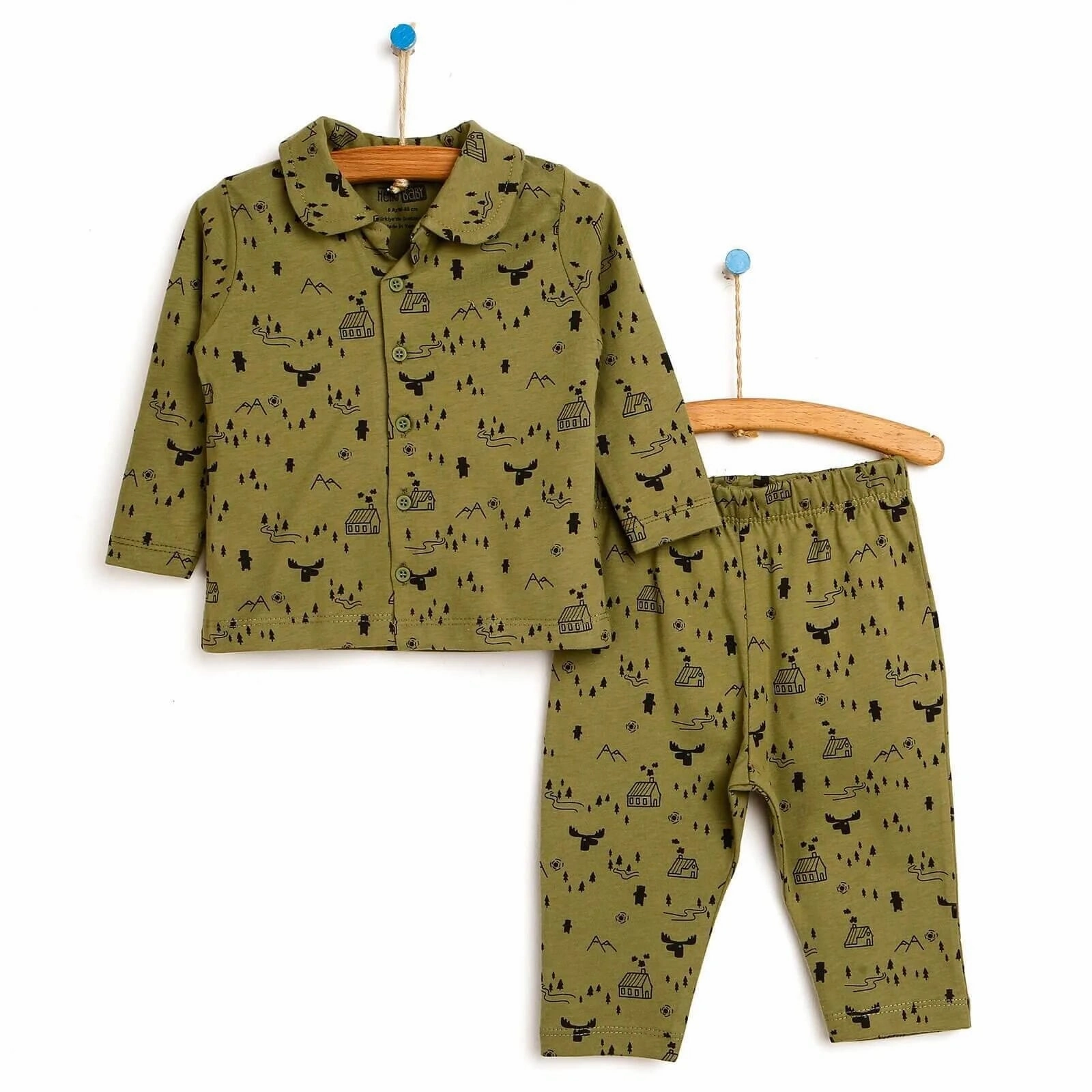 HelloBaby Basic Baby Boy Pyjamas Set - Khaki