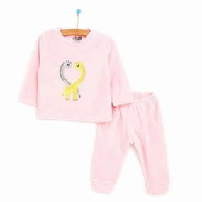 HelloBaby Basic Baby Girl Velvet Pyjamas - Light Pink