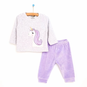 HelloBaby Basic Baby Girl Velvet Pyjamas - Purple