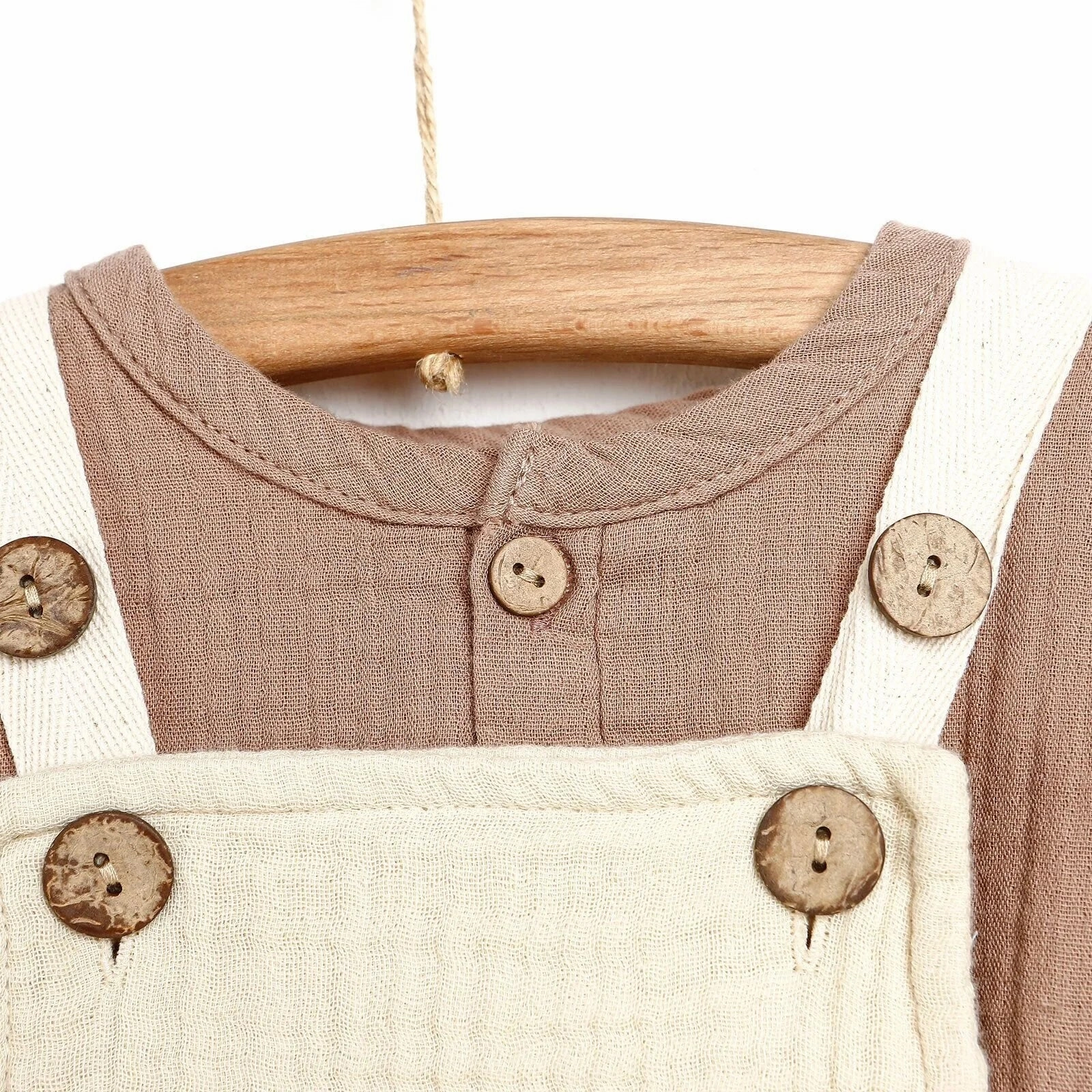 HelloBaby Newborn Muslin Overalls-Sweatshirt - Beige