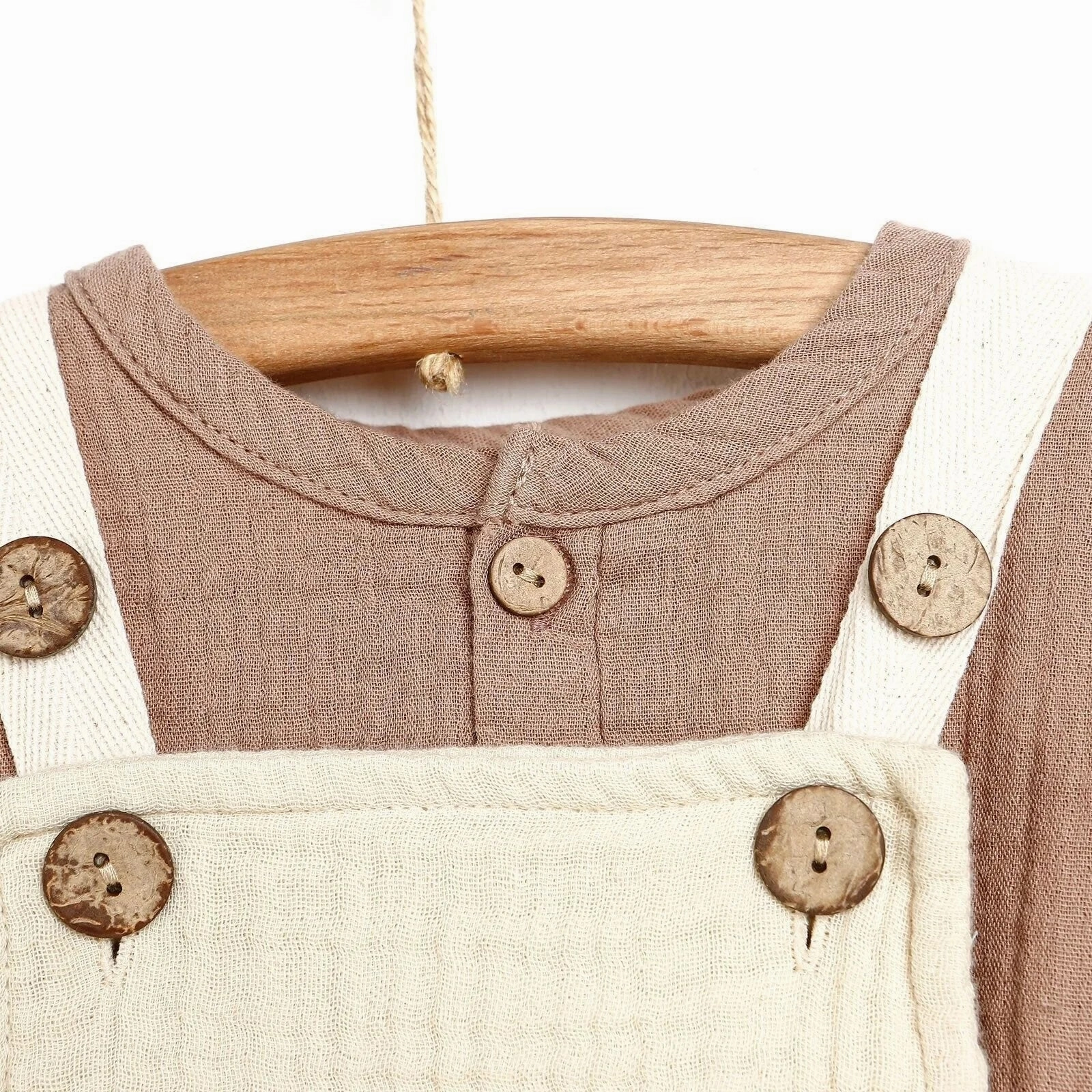 HelloBaby Newborn Muslin Overalls-Sweatshirt - Beige