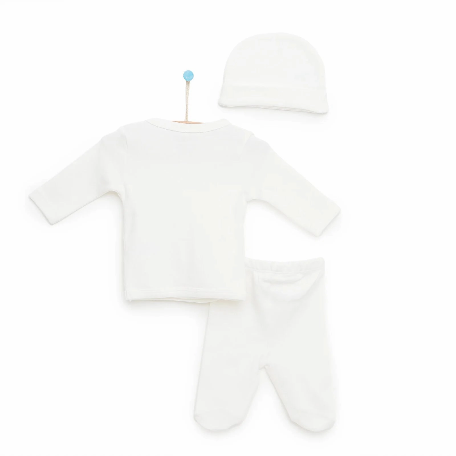HelloBaby Newborn Organic Wrapover Top-Hat-Footed Pant - Ecru