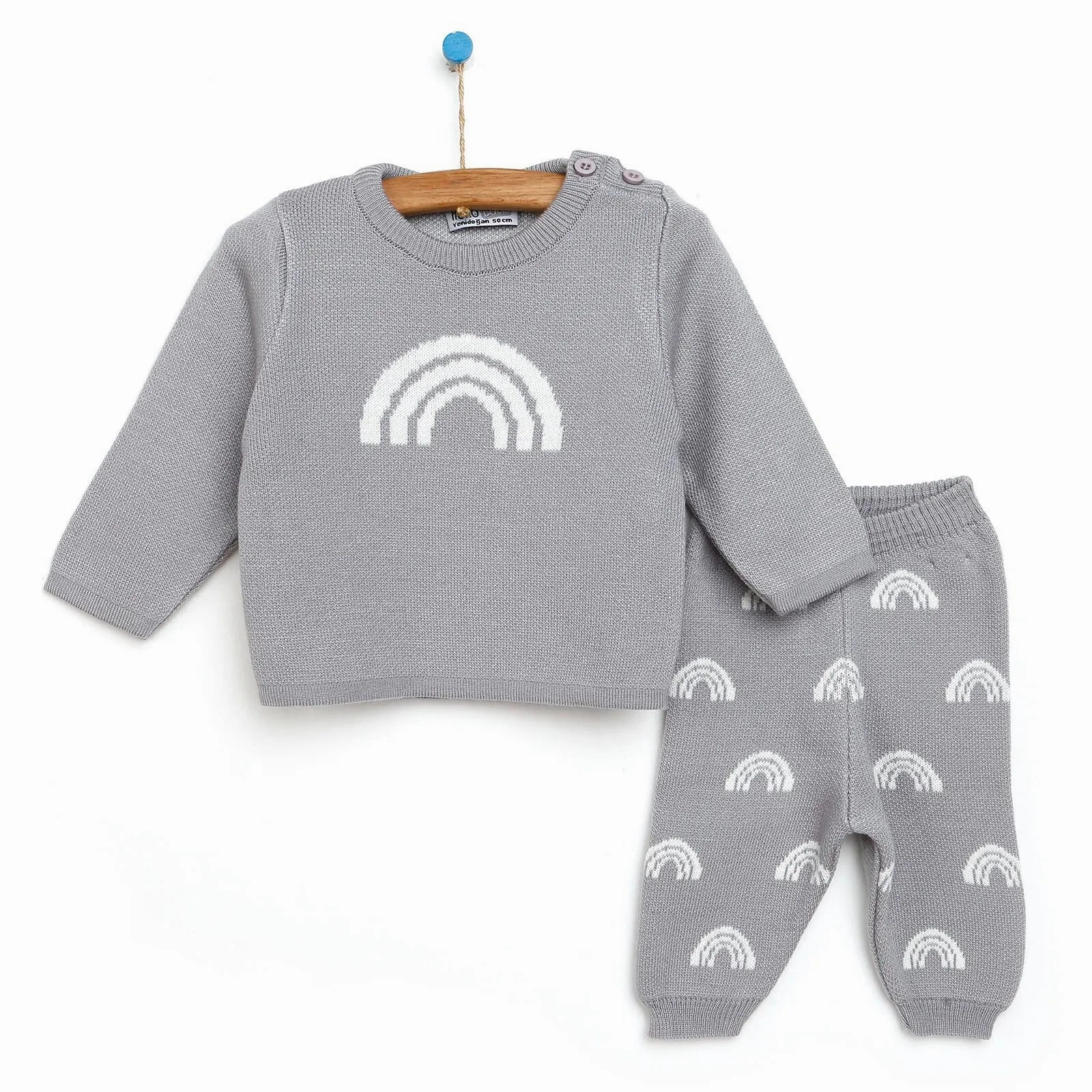 HelloBaby Newborn Rainbow Knit Sweatshirt Starter Set - Grey