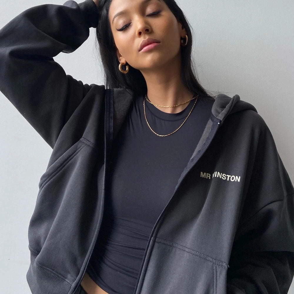 MR WINSTON VINTAGE BLACK CROPPED ZIP PUFF