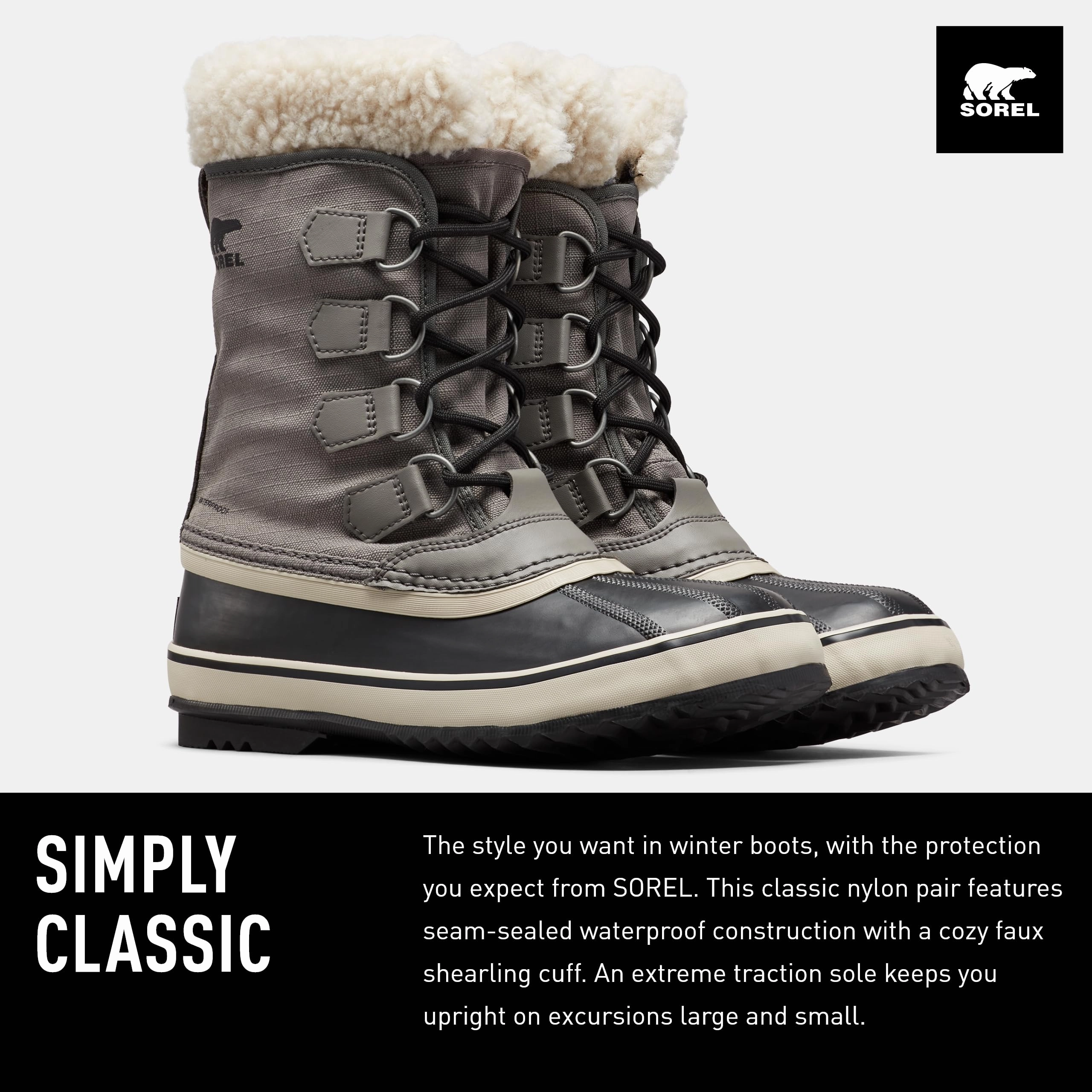 Sorel WINTER CARNIVAL WATERPROOF Schneestiefel für Damen. Grau (Quarry x Black). 38 EU