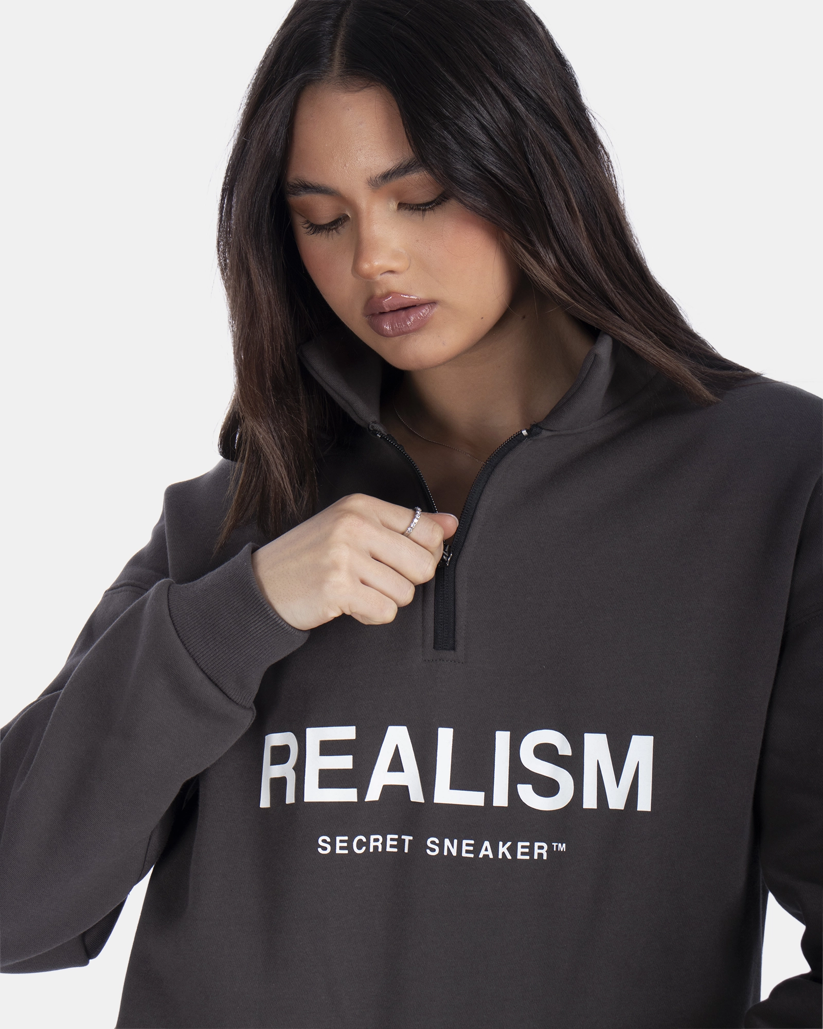 SSS REALISM IDOL HALF ZIP SWEATER ASPHALT
