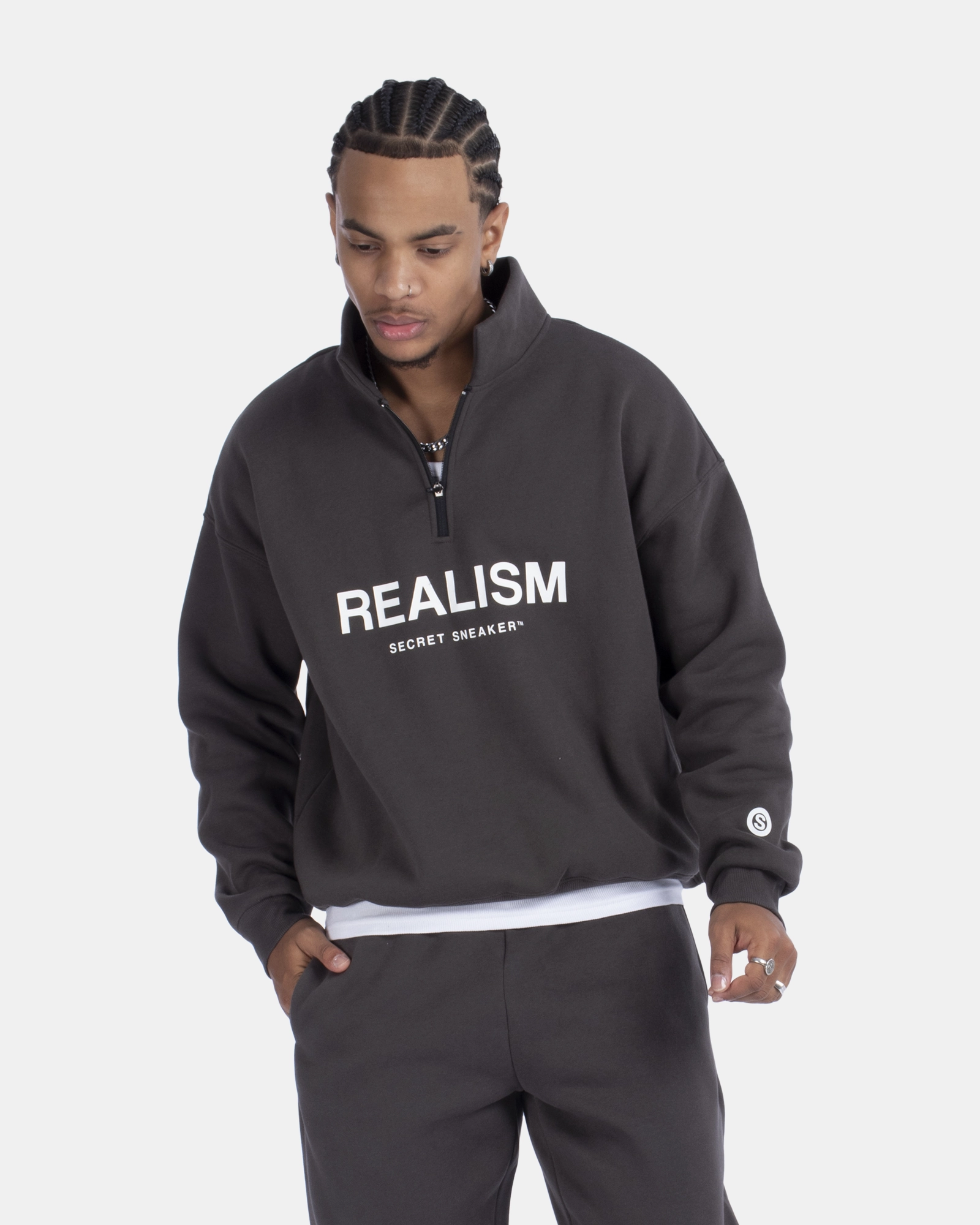 SSS REALISM IDOL HALF ZIP SWEATER ASPHALT