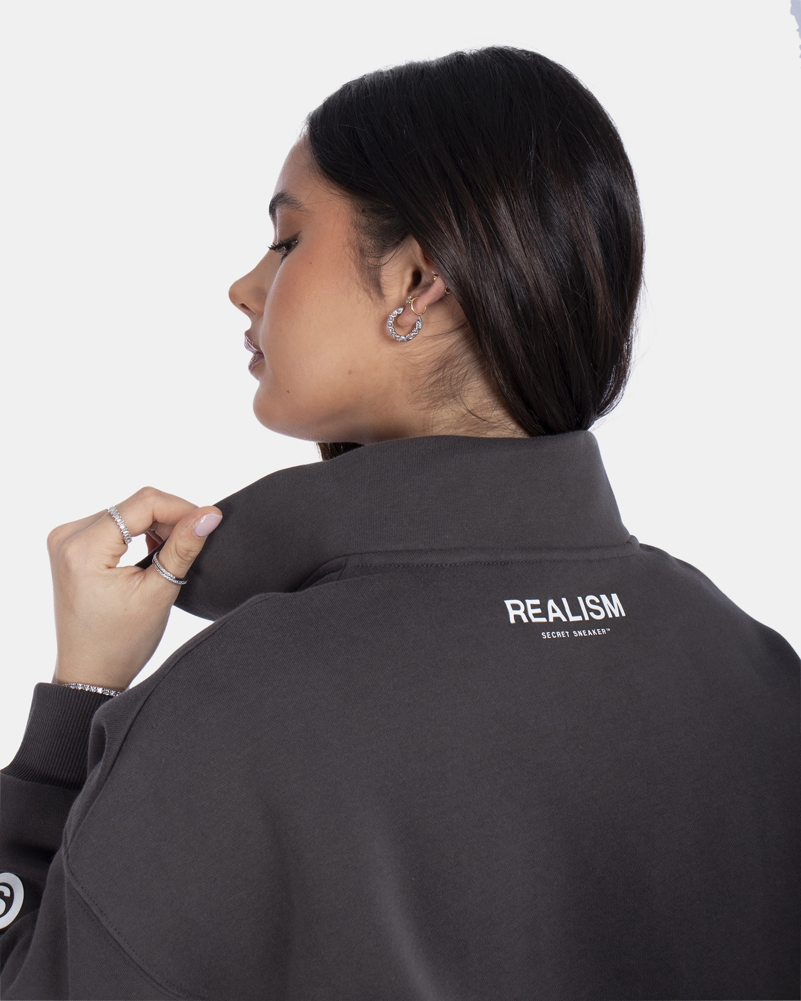 SSS REALISM IDOL HALF ZIP SWEATER ASPHALT