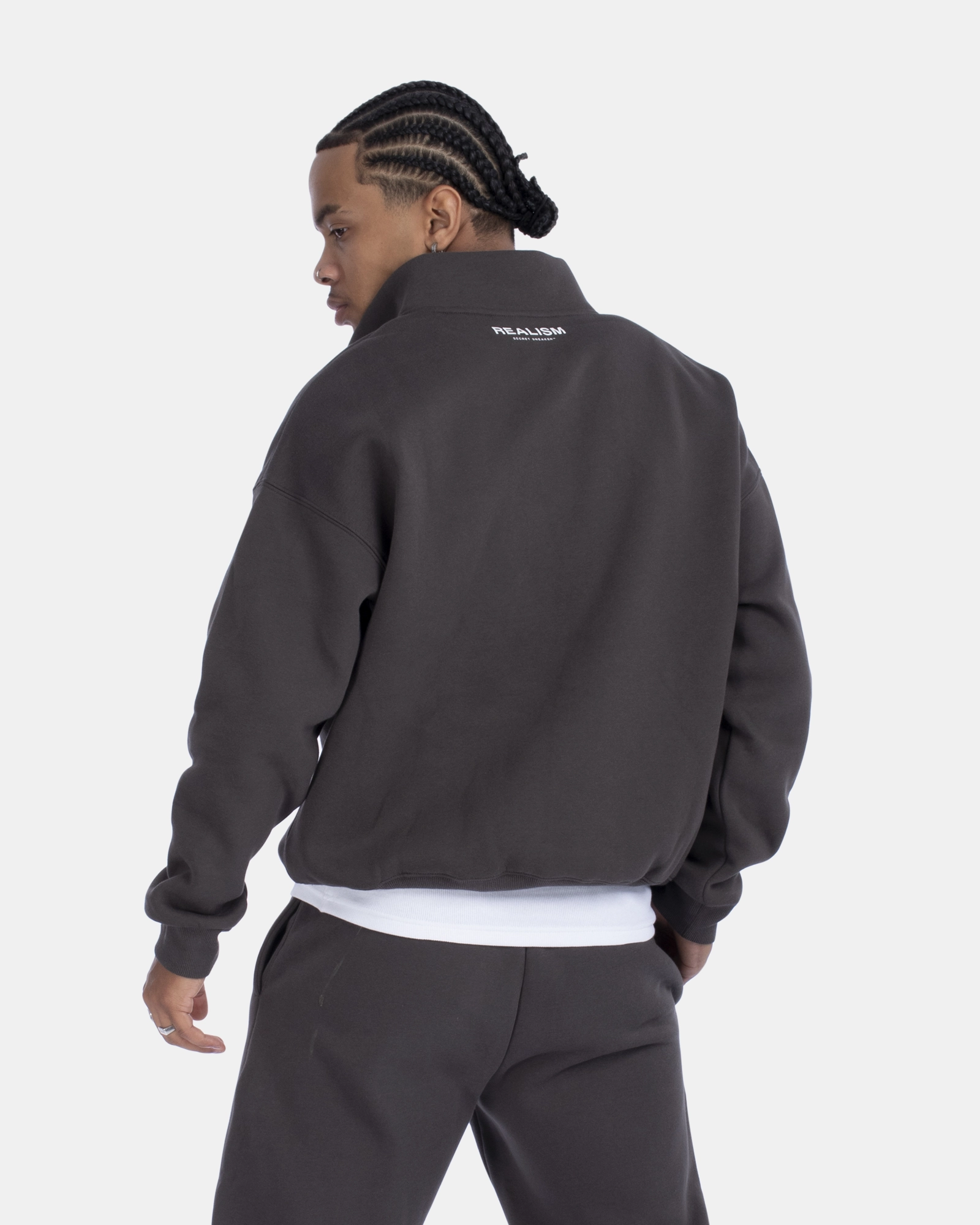 SSS REALISM IDOL HALF ZIP SWEATER ASPHALT