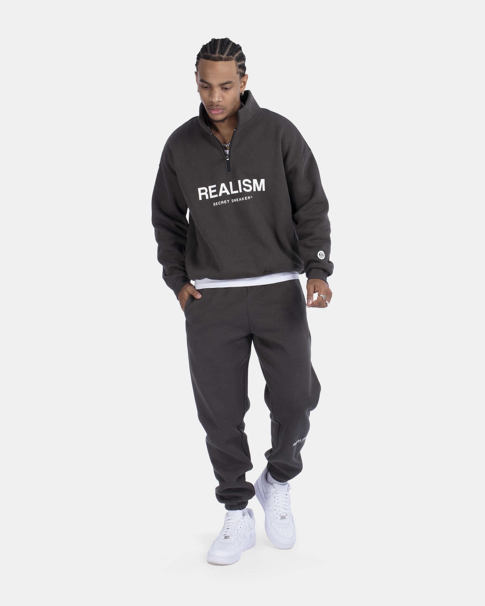SSS REALISM IDOL HALF ZIP SWEATER ASPHALT
