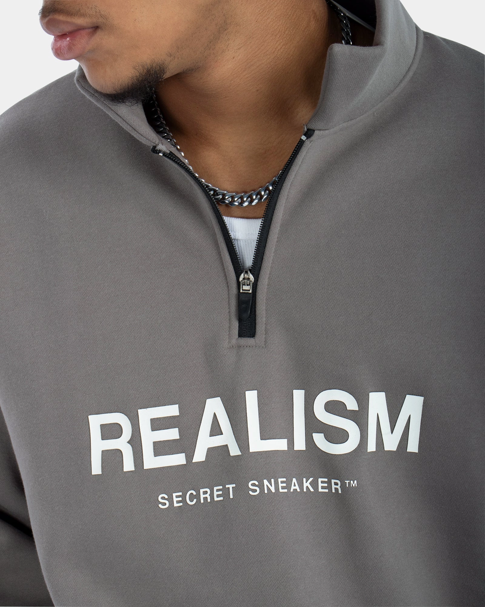 SSS REALISM IDOL HALF ZIP SWEATER COOL GREY