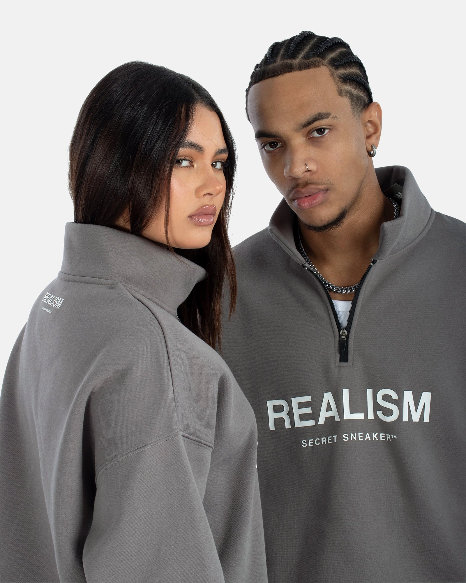 SSS REALISM IDOL HALF ZIP SWEATER COOL GREY