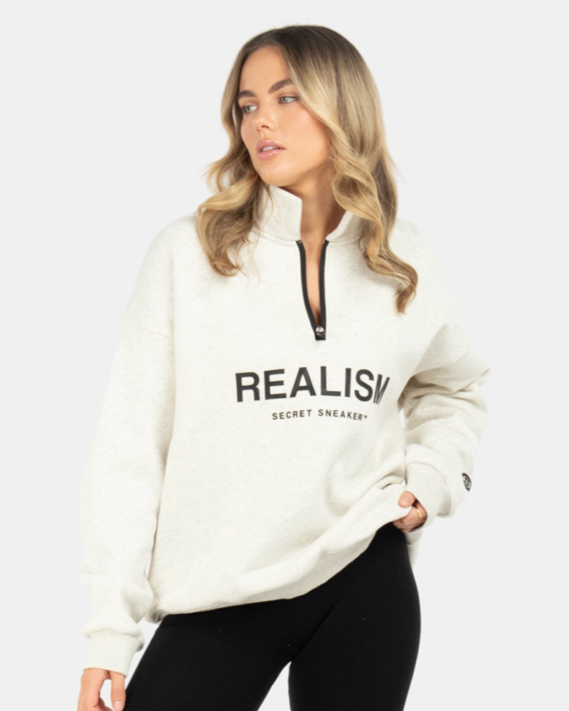 SSS REALISM IDOL HALF ZIP SWEATER OATMEAL