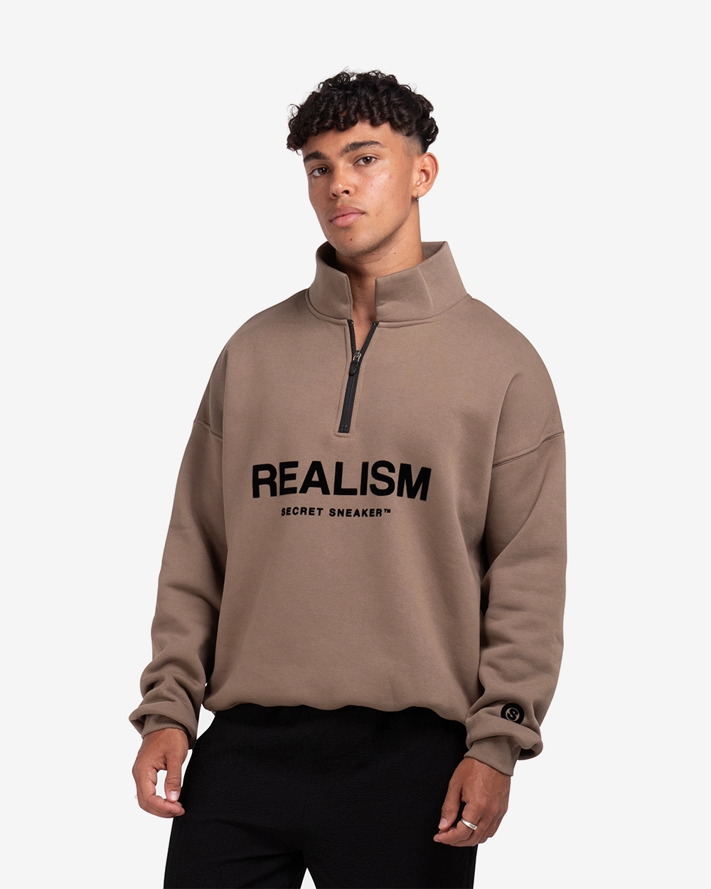 SSS REALISM IDOL HALF ZIP SWEATER TAUPE
