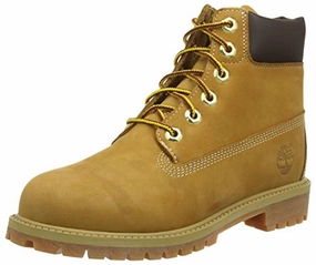 Timberland 6 Inch Premium Waterproof (Youth) Schnürstiefel. Gelb Wheat Nubuck. 35 EU