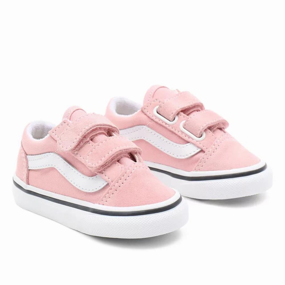 Vans Toddler Old Skool V Shoes - Powder Pink/True White